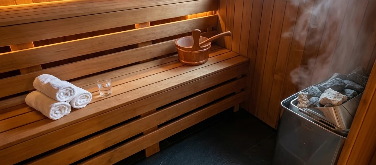 Traditional wooden sauna at Riga Palace Hotel
